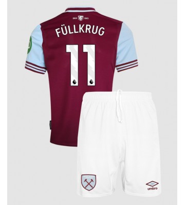 West Ham United Niclas Fullkrug #11 Primera Equipación Niños 2024-25 Manga Corta (+ Pantalones cortos)